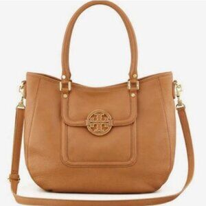 Tory Burch Amanda Hobo Tan Pebbled Leather Handbag Purse